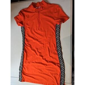 Calvin Klein Orange Dress‎ Size M Medium Womens Stretch Knit Side Strip